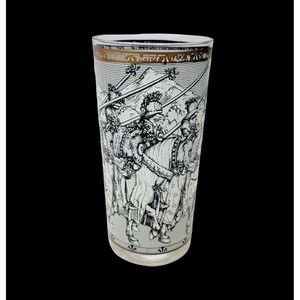 Vintage Cera High Ball Knights Camelot Glasses Tumblers MCM 22K Gold Trim Durer
